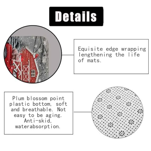 4PCS Christmas Shower Curtain Sets with Rugs, Waterproof Fabric Shower Curtain, Funny Farm Animal Pig Donkey Cow Sheep Cardinal Red Truck Barn Xmas Tree Snowflake Holiday Winter Bathroom Decor - color: Funny Farm Animals