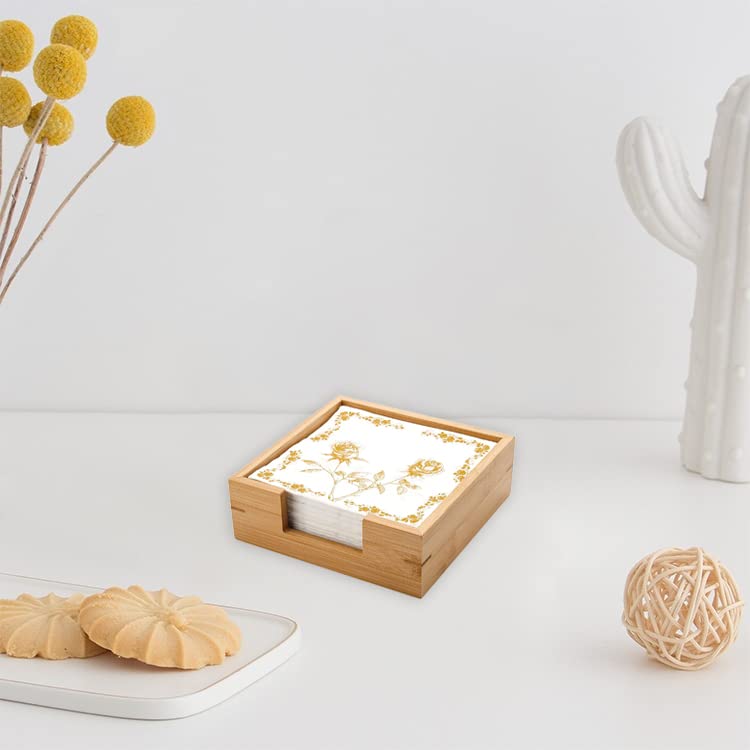Bamboo Napkin Holder Square, 7.5" x 7.5" x 2.5", Wood Napkin Tray, Wooden Luncheon Napkin Holder for Kitchen Table Countertop - size: 7.5" x 7.5" x 2.5"