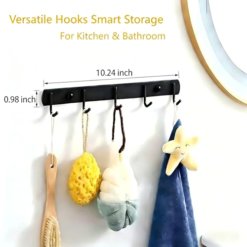 12-Piece No Drill Matte Black Bathroom Hardware Set, 23 Inch Wall Mounted Towel Rack & Towel Bar, Rustproof Stainless Steel Bathroom Organizer Storage, Toilet Brush, Large Capacity