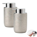 2pcs Foaming Soap Dispenser Set,12oz Bathroom Foam Dispenser with Pump,Foaming Hand Soap Bottle for Countertop,Luxury Dish Soap Dispenser Set(Silver&Ceramic) - color: Platinum Silver