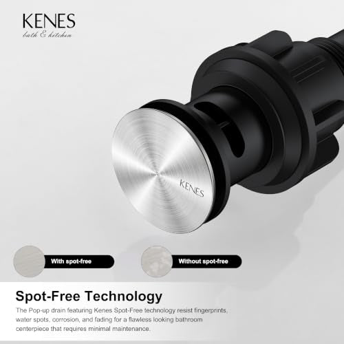 KENES Bathroom Sink Drain Stopper Pop up Sink Drain with Overflow, Brushed Nickel Lavatory Bathroom Vanity Sink Drain Assembly, Built-in Anti-Clogging Strainer - color: Brushed Nickel, size: Big Pop up Cap (With Overflow)