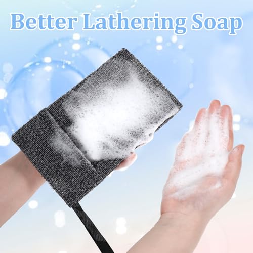 Thinp 4Pcs Soap Bags, Quick Dry Soap Pouch Bar Soaps Case for Use in Baths or Showers Travel Portable Case Bar Cleaner Pouch Saver Pocket for Camping Enthusiasts Practical Tools（Black & Grey）