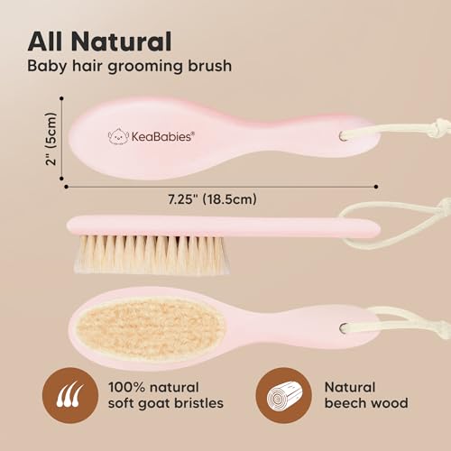 Wooden Baby Hair Brush for Toddler, Infant Cradle Cap (Blush, Regular) | Soft Goat Bristles Brush for Newborn Girl, Boy Hair, Scalp, Styling, Gentle Grooming, Baby Comb, Baby Bath Essentials - color: Blush, size: Oval, Regular 7"