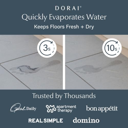 Dorai Home Stone Bath Mat for Bathroom | Quick-Drying Diatomaceous Earth Shower Mat, Non-Slip Natural Stone Modern Bathroom Rug, Customizable Design | Ash, Large - 22.3" x 31.6" x 0.6" - color: Ash