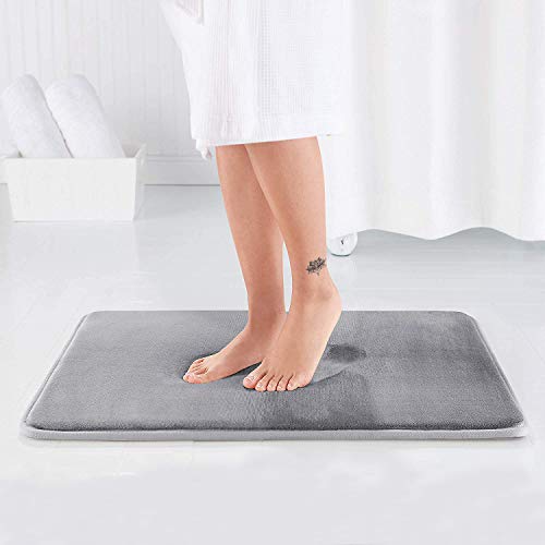 Grey Memory Foam Bath Mat - Incredibly Soft Absorbent Rug Sets - Non-Slip and 17 x 24 inches - Use for Kitchen or Bathroom - color: Grey, size: 17 x 24 inches