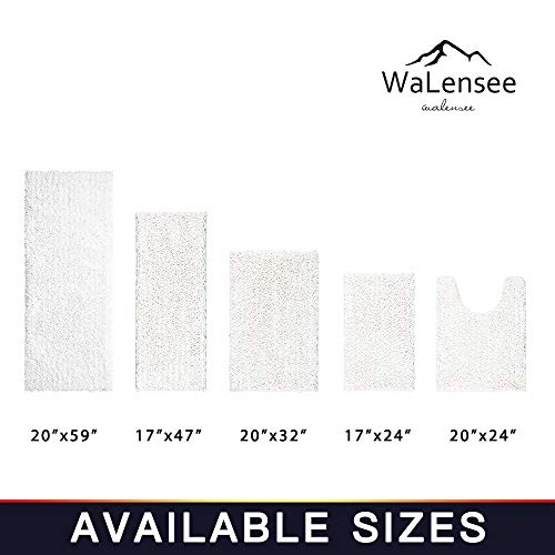 Walensee Bathroom Contour Rug Non Slip Toilet U Shaped Bath Mat (20x24, White) Water Absorbent Super Soft Shaggy Chenille Machine Washable Dry Extra Thick Perfect Absorbant Best Plush Carpet - color: White, size: 20"x24" Contour Rug
