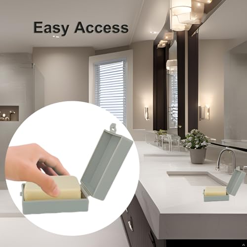 Square Soap Dishes Holder for Shower Travel Container with Lid Lightweight Waterproof Soapbox for Dr. Squatch Men's Bar for Traveling Toiletry Gym Bathroom (Gray) - color: Gray