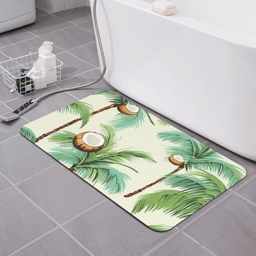 Stone Bath Mats for Bathroom Diatomaceous Earth Bath Mat Super Absorbent Floor Mat Summer Coconut Tree1 Stone Drying Mats Quick Drying Diatomite Shower Mat for Bathtub Pad 19.7x31.5in - color: Summer Coconut Tree1, size: 1'8" x 2'8" (Rectangular)