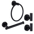 4 Piece Matte Black Stainless Steel Bathroom Hardware Set Include Hand Towel Ring, Toilet Paper Holder,and 2 Robe Towel Hooks,Bathroom Accessories Kit - color: Matte Black