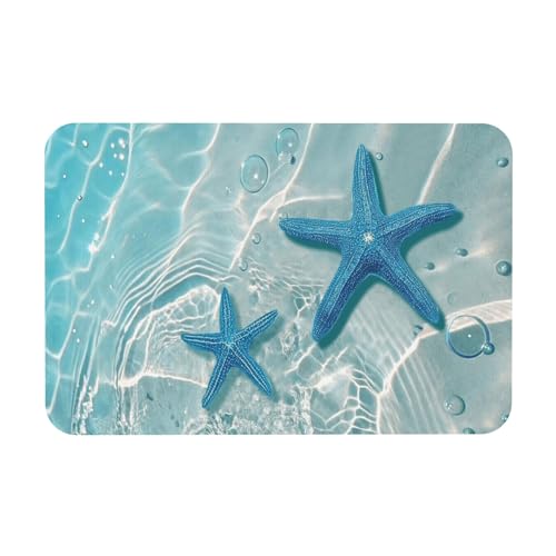 Blue Ocean Beach Bath mats Quick Dry Absorbent Bath Rugs Rubber Non Slip Bath Mat for Bathroom Floor Tub Shower Sink 16"×24" - color: Blue Beach, size: 16"x24"