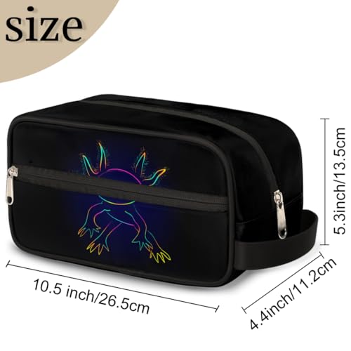 Kids Travel Toiletry Bag - Black Axolotl Waterproof Hanging Cosmetic Hygiene Bags for Boys Men - Large Shave Kit for Toiletries Accessories Bathroom Stuff - color: Black Axolotl