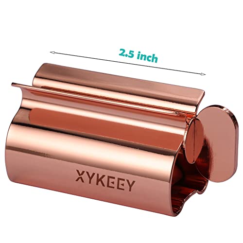 XYKEEY Toothpaste Tube Squeezer - Set of 2 Toothpaste Squeezer Rollers, Metal Toothpaste Tube Wringer Seat Holder Stand (Coral) - color: Coral