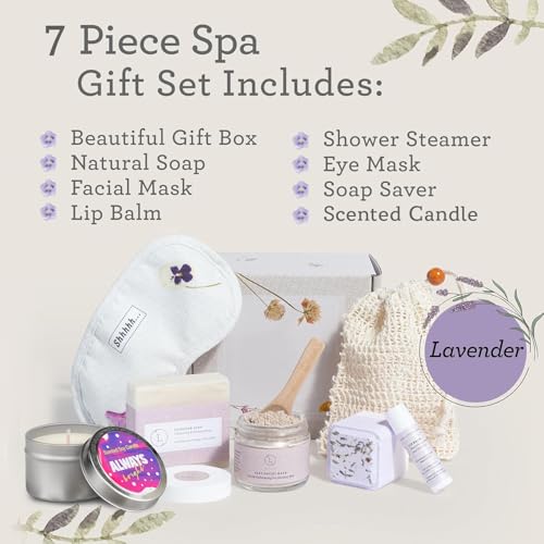 Lizush Luxury Spa Gifts for Women – 7 Piece Lavender Gift Set with Candle, Gift Baskets for Women, Body Care Set for Mom, Birthday Box, Relaxation & Self Care Spa Kit for Wife – Handmade in the USA - size: Lavender 7 Piece