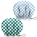 2 PCS Shower Cap Adjustable Reusable Double Waterproof Layer Elastic Hair Bath Cap Cute Aesthetic for Women Girls-Checkered - color: I2-Checkered
