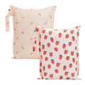 Tiny Twinkle Mess Proof Wet Bags | 2-Pack Reusable Waterproof Wet Bags for Swimsuits | Baby Clothes | Travel & Diaper Bag (Cherry Coquette,Strawberries) - color: Cherry Coquette,Strawberries, size: 2 Pack