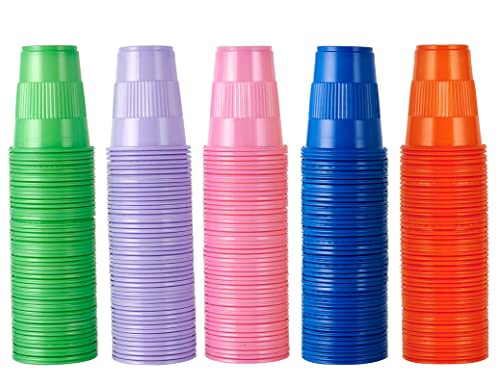 Lilymicky 500 Pack 5 oz Plastic Cups, Disposable Drinking Cups in Assorted Colors Can Be Used As Tasting, Party Tumblers, Jelly Party Shot - style: 5 oz