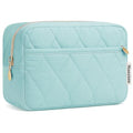 Noozion Makeup Bag Travel Toiletry Bag, Puffy Padded Cosmetic Bag for Women, Makeup Organizer Case, Wide-open Pouch Purse, Travel Essentials - color: Dusty Blue-Green