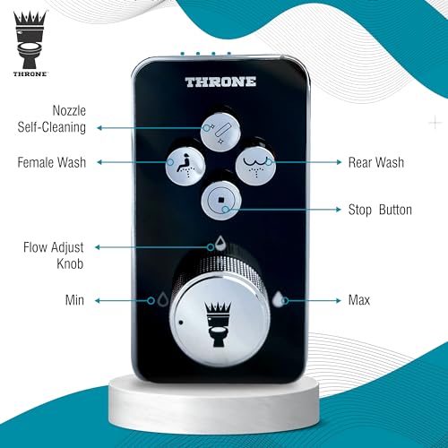 Throne Bidet Attachment - USA Patented - Non-Electric Self Cleaning Water Sprayer Toilet Bidet Seat Attachment, Double Nozzle (Frontal & Rear Wash), Easy Install (Black) - color: Black/Chrome