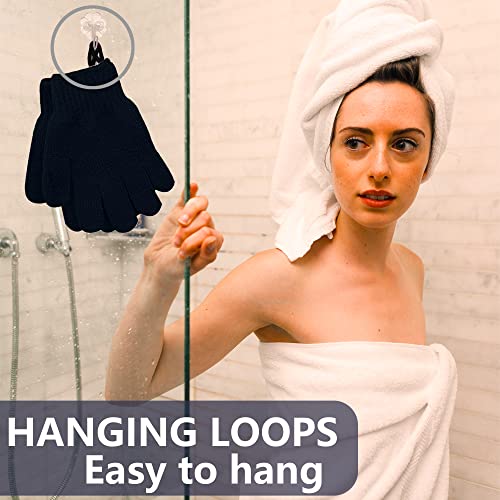 Exfoliating Glove with Hanging Loop - Bath Gloves 1 Pair Shower Gloves, Heavy Exfoliating Gloves for Men and Women Shower Gloves Body Wash Makes Skin Soft Healthy Body Exfoliating Gloves 1 Pair Black - style: 1 Pair Black Exfoliating Gloves