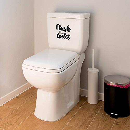 Vinyl Wall Art Decal - Set of Flush The Toilet and Close The Lid - from 7" to 8" Each - Modern Humorous Useful Sign Sticker for Bathroom Daycare Restroom School Store Restaurant Decor