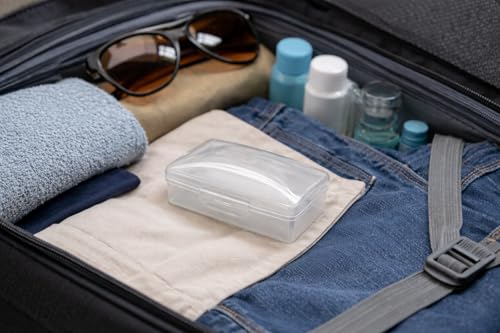 American Comb Travel Soap Box with lid - Clear White - Perfect for Traveling, Gym, or Storage. Made in The USA. - color: White