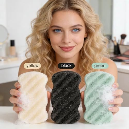 3 Pcs Natural Konjac Facial Sponges for Women and Girls, Gentle Facial Sponge for Cleansing and Makeup Removal, Bath Sponge for Babies and Kids, Soft When Wet, Suitable for Sensitive Skin - color: Infant/ Toddler