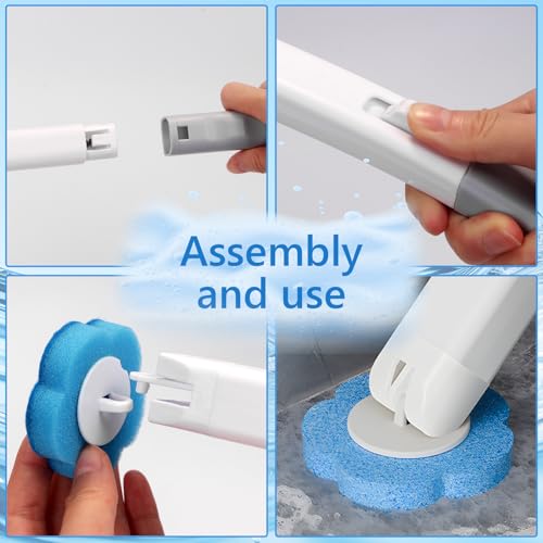2 Pack Disposable Toilet Brush and Holder Set, Disposable Toilet Cleaning System Extended Handle with 48 Toilet Wand Refills, Toilet Brush for Toilet Bowl Cleaners, Bathroom Cleaning, Bathtub - size: 2 set gray and white + 48 refills