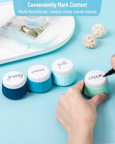 Mrsdry Travel Containers for Toiletries 4 Pack, TSA Approved Travel Size Toiletries, Travel Size Containers, With Clear Bag Leak Proof Silicone Jars, Travel Essentials Creams Jars Carrying Small Items - color: Blue, size: 1 oz