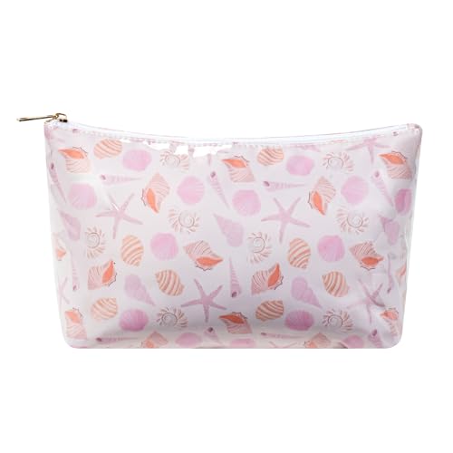 RSRSLEII Large Waterproof SPF Travel Makeup Bag, Aesthetic PVC Toiletry Bag, Coastal Granddaughter Coquette Cosmetic Bag, Sunscreen Accessories Storage Organization, Beach Travel Purse(Seashell) - color: Seashell
