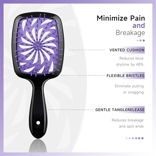 11 Pcs Hairbrush Set, Detangle Hair Brush And Spray Bottle, 3 Pieces Smooth Hairbrush For Toddlers, Suitable For Wet and Dry Hairstyles, Suitable For Adults And Children. (Purple) - color: Purple