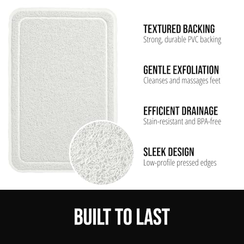 GORILLA GRIP Exfoliating Bath and Shower Mat, Textured Backing, Soft Loofah-Style Foot Scrubber for Outside or Inside Bathtub, Quick Dry Easy Drainage Tub Floor Mats, Bathroom Essentials, 24x16, White - color: White, size: 24" x 16" (Rectangular)
