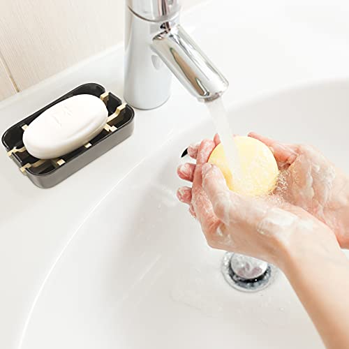 Soap Dishes for Bar Soap, Black Bathroom Soap Holder, Bamboo Soap Dishes Holder for Bathroom Shower, Bathroom Sink Soap Dish - color: 1pcs-black