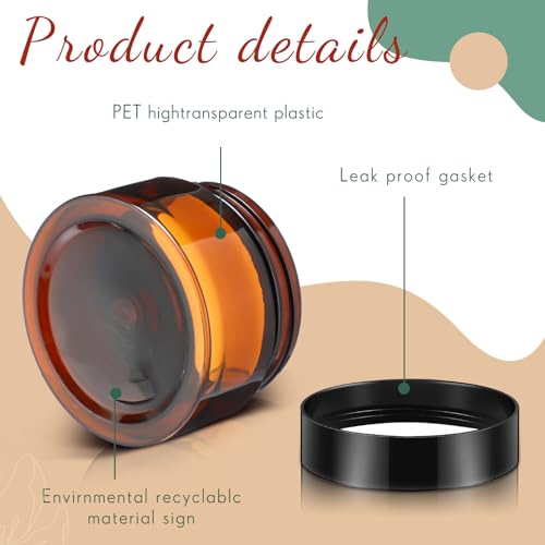 Patelai 4 Pieces Round Wide-mouth Leak Proof Plastic Container Jars with Lids for Travel Storage Makeup Beauty Products Face Creams Oils Salves Ointments DIY Making(1 Ounce,Amber) - color: Amber, size: 1 Ounce