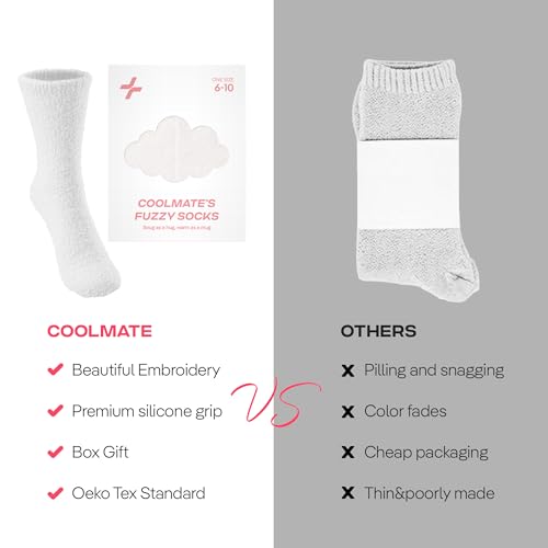 CoolMate Cozy Soft Cloud Socks, Fuzzy Socks for Women - color: D.03 - Embroidered Ribbon