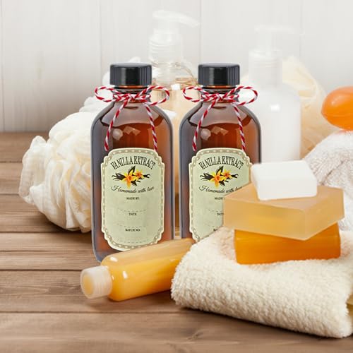 YINGERHUAN 4 oz Amber Glass Bottles - Small Glass Jars with Black Lids Empty Boston Bottle,Dispensing Bottles for Homemade Vanilla Extract, Essential Oils, Herbal Medicine (30)