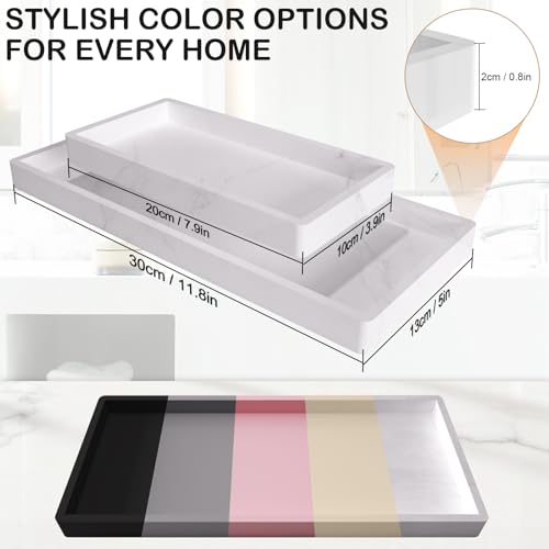Silicone Bathroom Vanity Tray, 7.8 x 3.9 Inch Perfume Trays for Dresser, Soft Organizer Tray for Makeup, Jewelry, Rings, Non-Slip, Waterproof Small Tray for Bathroom Counter, Marble White - color: Marble, size: 7.8" x 3.9" x 0.8"
