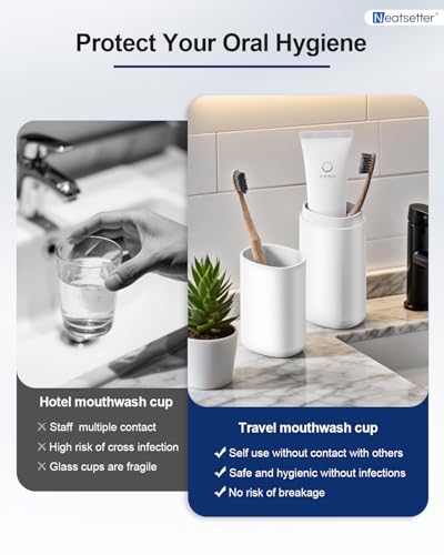 Toothbrush Holder Travel – Portable Toothpaste and Tooth Brushes Case for Traveling with Rinse Cup, Leak-Proof Cover for On-The-Go Oral Care (White) - color: White