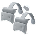 2-Pack Dual-Section Pillows for Hot Tub (Grey) – Dual-Section Head & Neck Support Cushion for Spa & Chaise Lounge, Removable Weighted Pouch, Adjustable Long Strap & Easy-Dry Hook