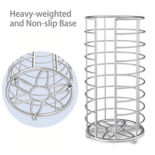 Toilet Paper Holder Stand, Freestanding Bathroom Toilet Paper Organizer, 3 Mega Roll Toilet Paper Holder for Under Sink, Vanity, Cabinet Shelf (Silver) - color: Silver