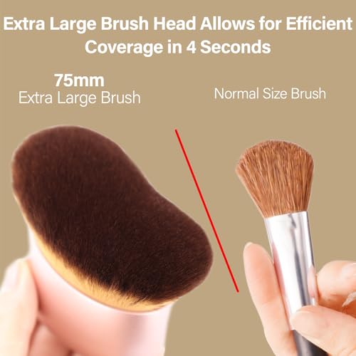 Extra Large Body Makeup Brush For Self Tanner, Leg Makeup &Bronzer Blend,75 mm Wide-headed Kabuki Brush Provides More Even &Pretty Application, Oval Face&Back Makeup Brush, Wet&Dry Use- Pink Rose Gold - color: Rose Gold