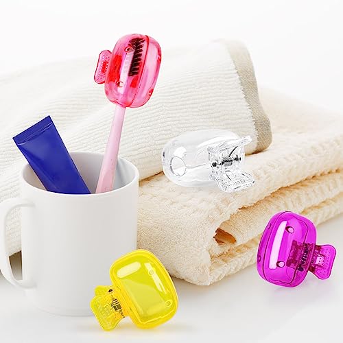 6 Pack Toothbrush Covers Portable Toothbrush Coverings Clips for Protectors Travel Plastic Brush Pod Protection Clip Case Tooth Brush Covers for Kids Bathroom Home Travel Supplies - color: Pink, Purple, Yellow, Teal, Clear, Gray
