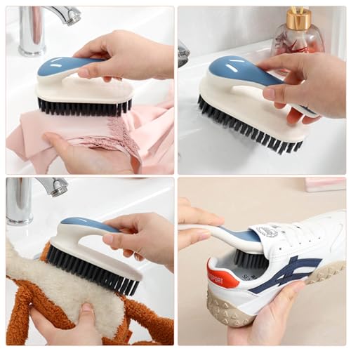 Soft Bristle Scrub Cleaning Brush Stain Remover Brush Fabric Cleaning Brush Laundry Brush Small Scrub Brush Cleaner Household Cleaning Brushes for Carpet, Clothes, Bathroom,Sneaker-2 Pack (Gray) - color: Gray