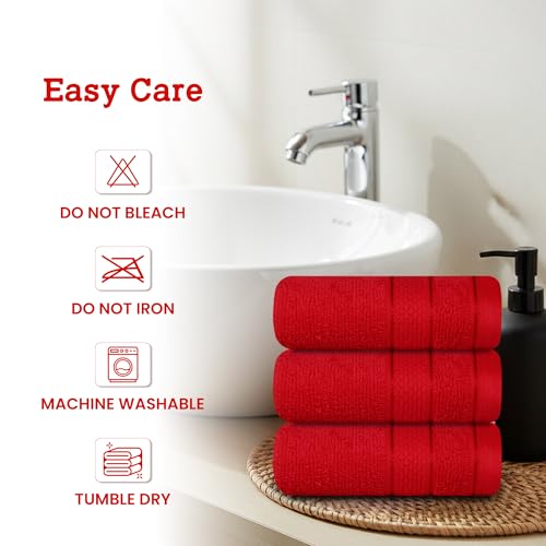 Casa Lino Face Towels & Body Wash Cloths for Showering - 100% Cotton Wash Cloths for Bathroom - Highly Absorbent & Quick Drying Washcloth Set - Cotton Washcloths 24 Pack (12" x 12") - (Red) - color: Red