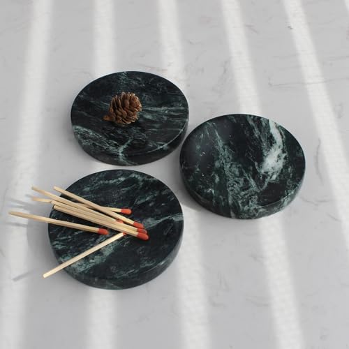Natural Verde Alpi Green Marble Soap Dish, Round Small Jewelry Dish, Sponge Holder for Bathroom, Kitchen - color: Verde Alpi Green