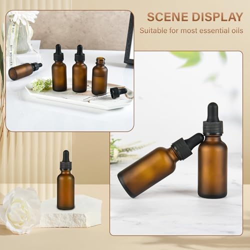 NOOEEISS 12 Pcs, 1oz Dropper Bottle, Amber Glass Eye Dropper Bottle, Tincture Bottles with Dropper, Pretty Finish, Leak-Proof Design, Stronger Suction for All Kinds of Mixed Liquids - color: Amber Frosted, size: 1oz-12Pack