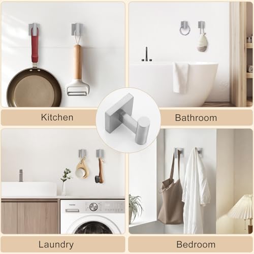 5 Pieces Bathroom Hardware Set, Brushed Nickel Towel Bar Set Includes 23.6” Towel Bar, Towel Ring Holder, Toilet Paper Holder and Two Towel Hooks, Bathroom Accessories Set SUS304 Wall Mounted - color: Brushed Nickel, size: 5 Pieces - Standard