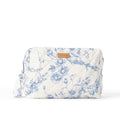 Staya Quilted Makeup Bag for Women – Cotton Travel Cosmetic & Toiletry Pouch, Small Aesthetic Organizer for Purse & Carry-On (Coastal Grandma) - color: Coastal Grandma