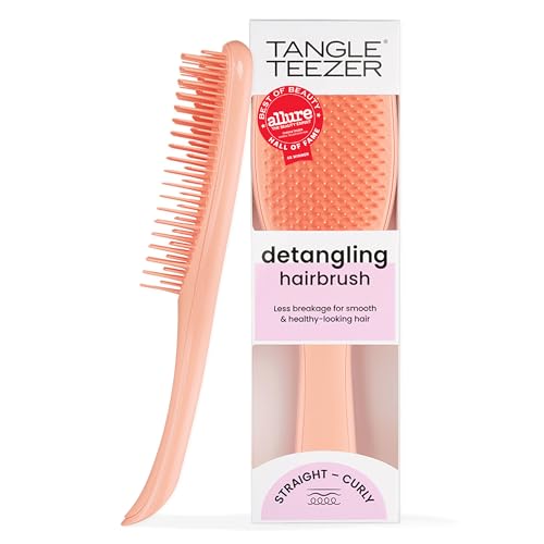Tangle Teezer Ultimate Detangler Brush, Straight to Wavy, Apricot | Patented two-tier, regular-flex teeth reduce breakage & split ends on wet or dry hair; Shower-friendly hairbrush for all ages - color: Apricot
