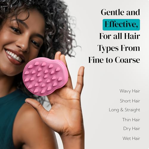 HEETA Hair Scalp Massager Shampoo Brush 2 Pack, Soft Silicone Bristles to Remove Dandruff, Waterproof Hair Scrubber for Both Wet Dry Use, Suitable for Men & Women (Pink & Purple) - color: 01- Pink & Purple