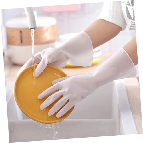 HANABASS Household Waterproof Cleaning Gloves 4-pair Set, White Latex Plastic Steel Material, Size L, Anti-slip Kitchen and Toilet Gloves for Home Cleaning and Dishwashing Tasks